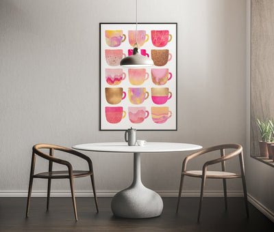 Pretty pink coffee cups - Plakat - Plakatbar.no