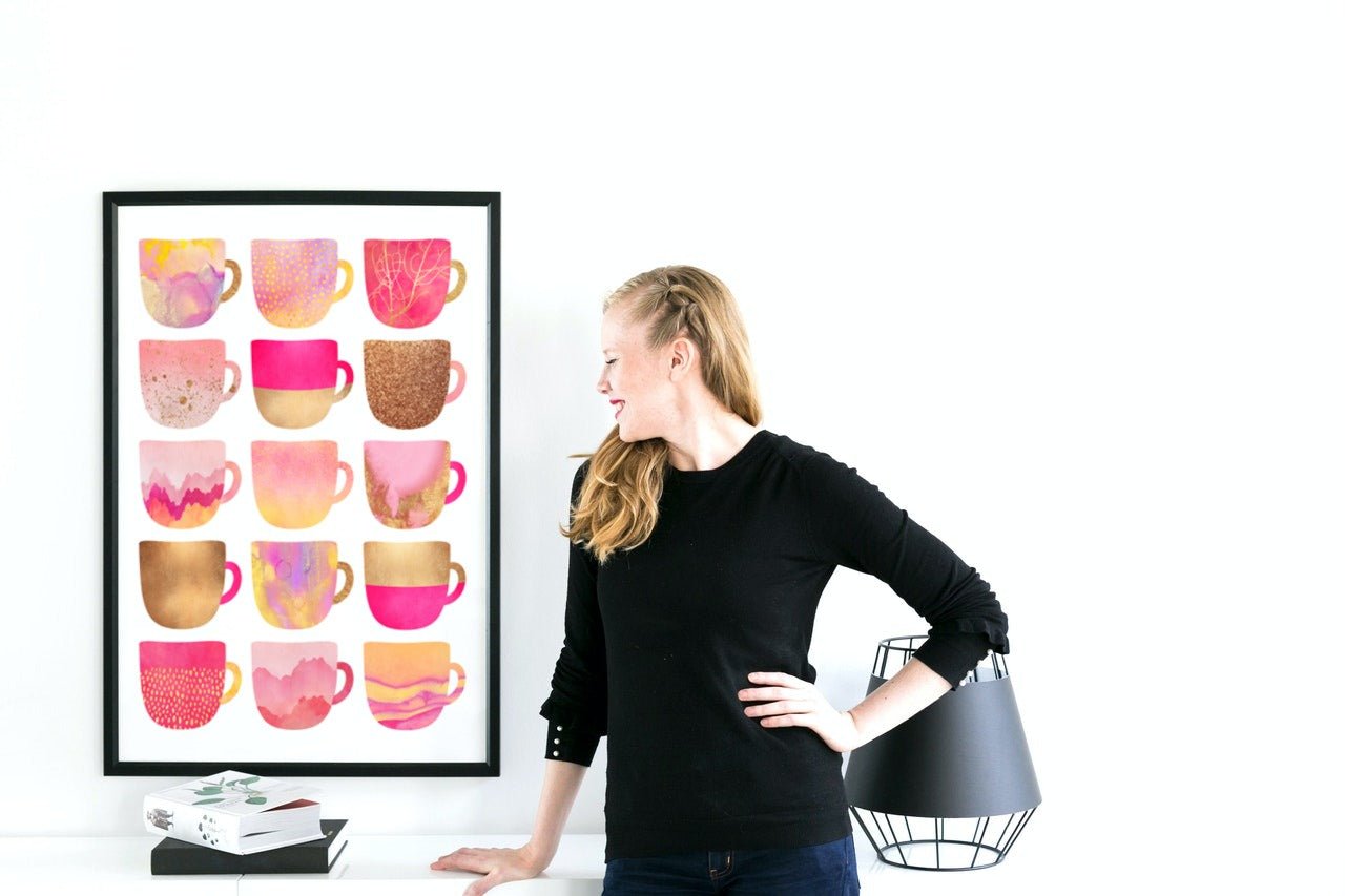 Pretty pink coffee cups - Plakat - Plakatbar.no