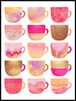 Pretty pink coffee cups - Plakat - Plakatbar.no