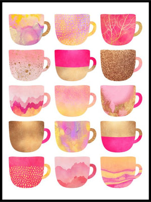 Pretty pink coffee cups - Plakat - Plakatbar.no