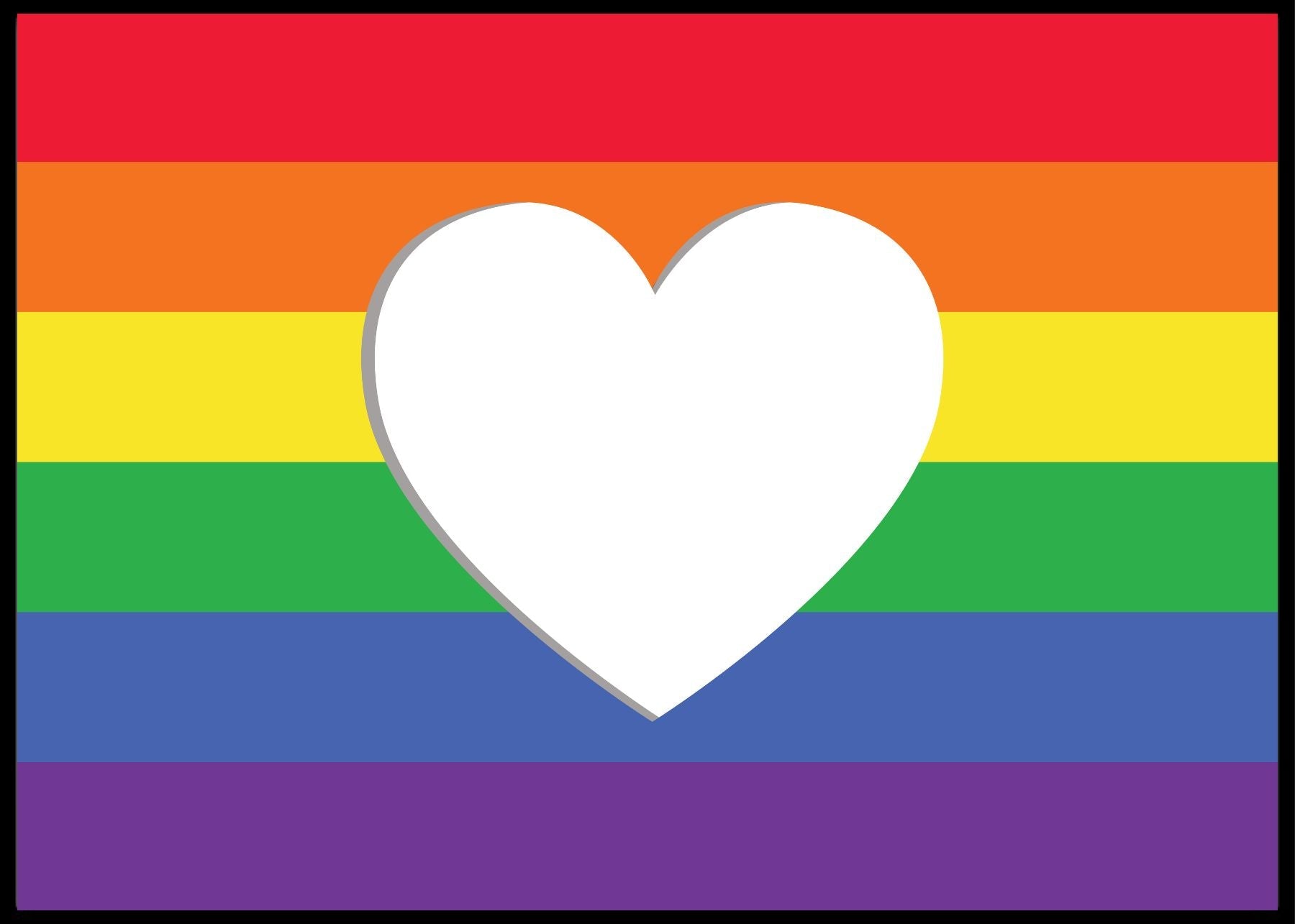 Prideflagget med hjerte - Plakat - Plakatbar.no