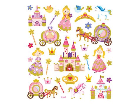 Prinsesser med glitter stickers - Klistremerker - Plakatbar.no