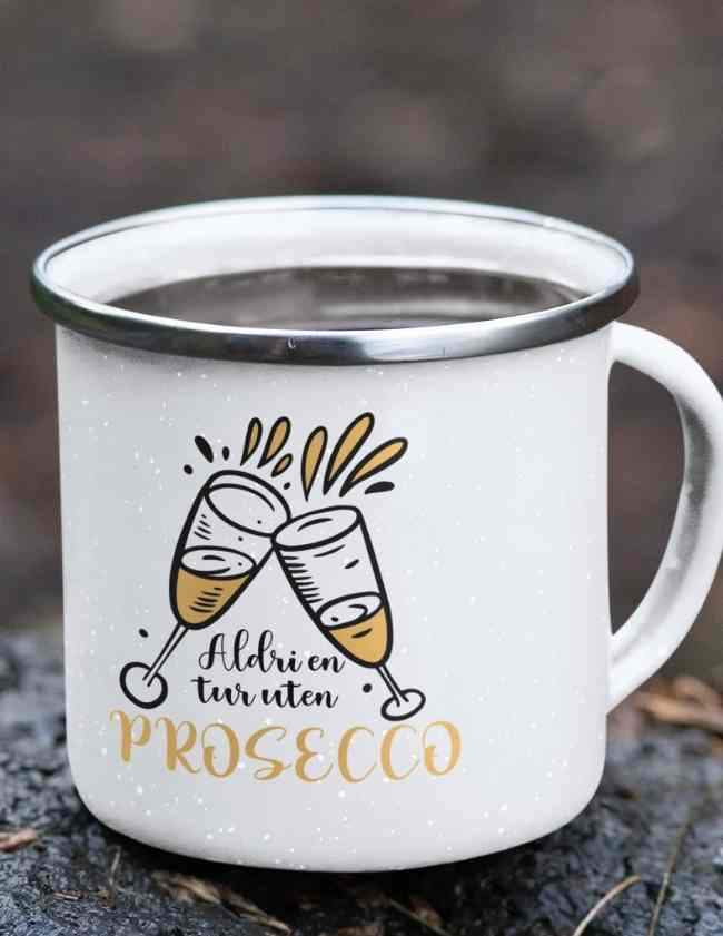 Proseccokoppen - Emaljekopp med sølvkant