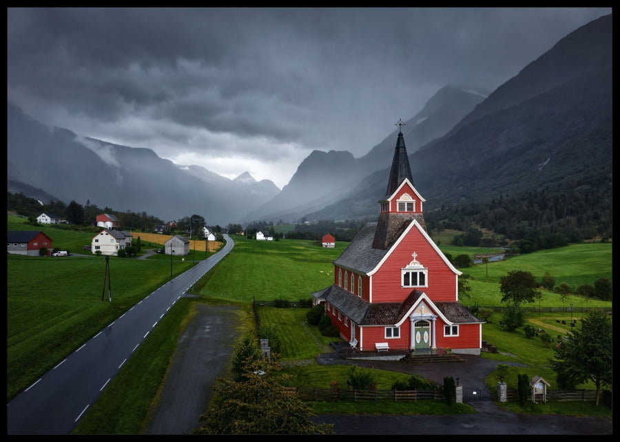Red church poster
