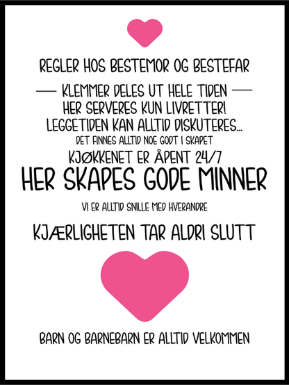 Regler hos bestemor og bestefar - Poster - Plakatbar.no