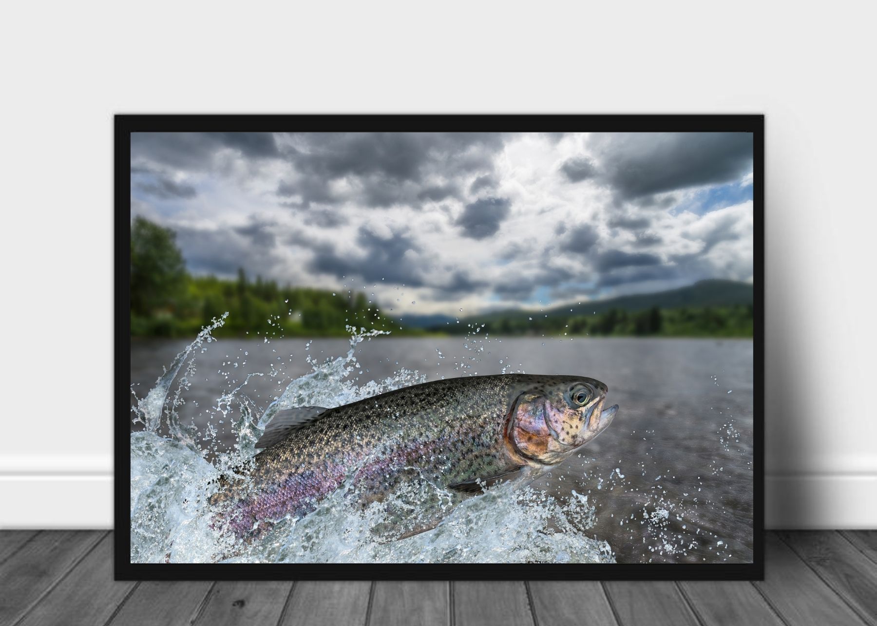 Regnbue ørret som hopper - Poster - Plakatbar.no