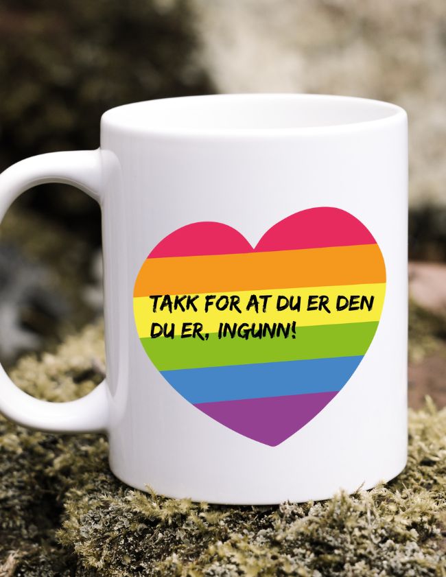 Rainbow mug with your own text