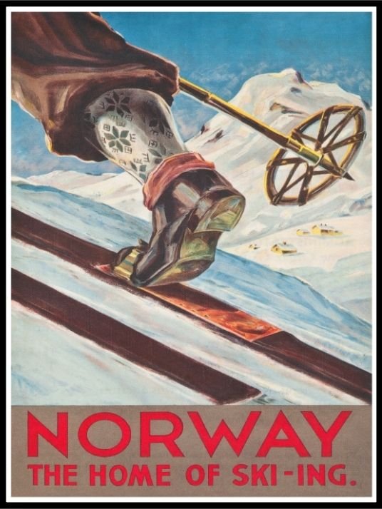 Retro ski poster - Norway the home of skiing