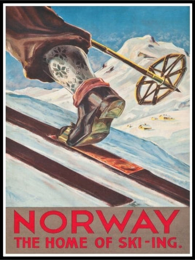 Retro skiplakat - Norway the home of skiing - Plakatbar.no