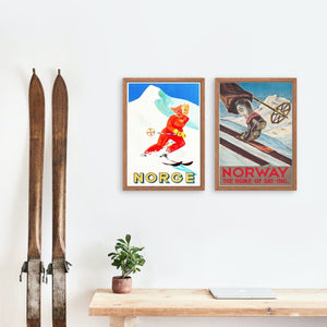 Retro skiplakat - Norway the home of skiing - Plakatbar.no