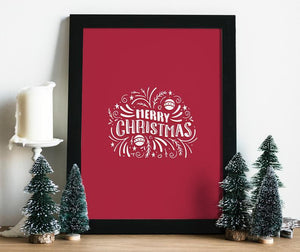 Rød Merry Christmas - Juleplakat - Plakatbar.no