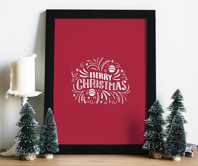 Rød Merry Christmas - Juleplakat - Plakatbar.no