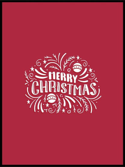 Rød Merry Christmas - Juleplakat - Plakatbar.no