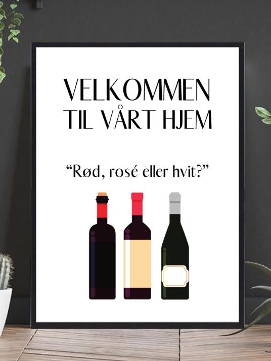 Rød, rosé eller hvit - plakat - Plakatbar.no