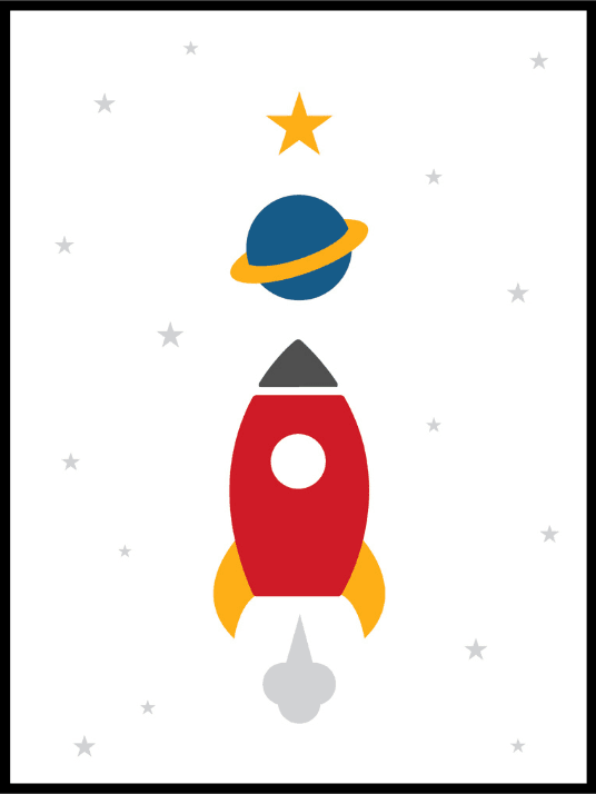 Romrakett - plakat til barnerommet - Plakatbar.no