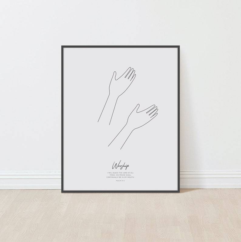 Salme 34:1 kristent kunstverk - Plakatbar.no