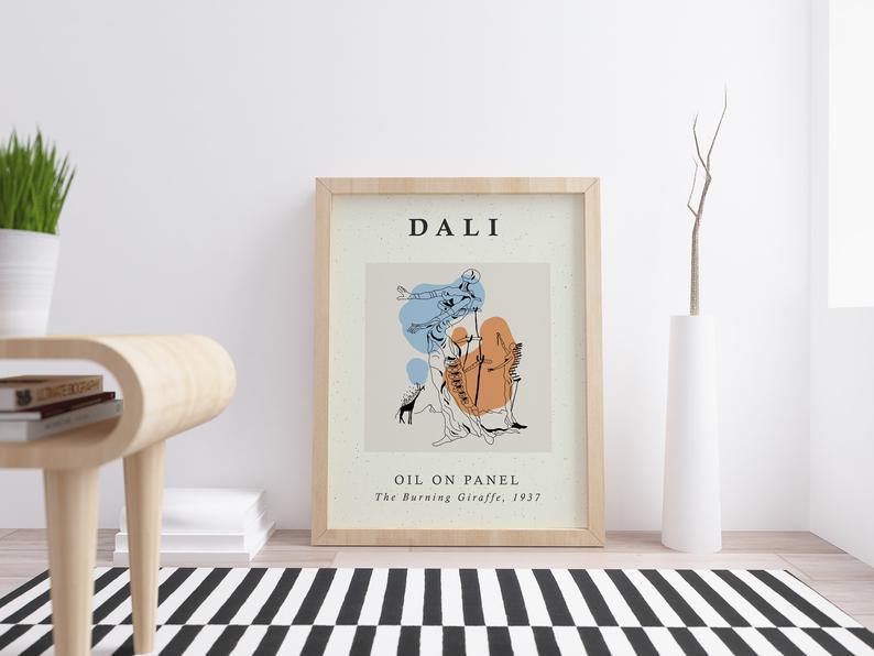 Salvador Dali Oil On Panel Line Art - Plakat - Plakatbar.no