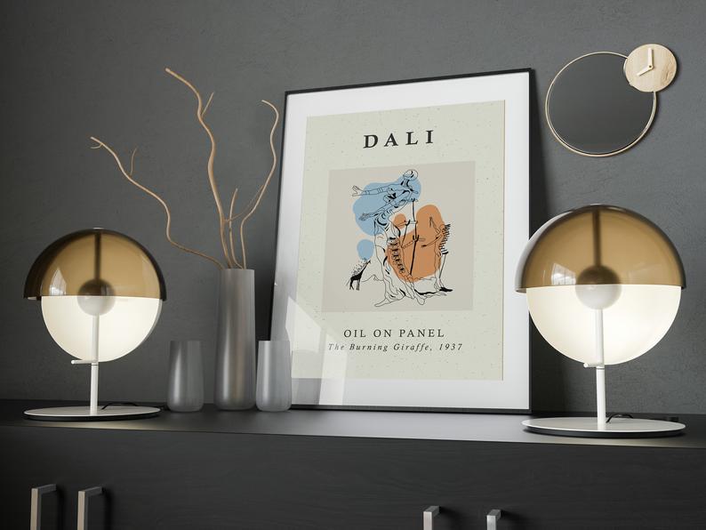 Salvador Dali Oil On Panel Line Art - Plakat - Plakatbar.no