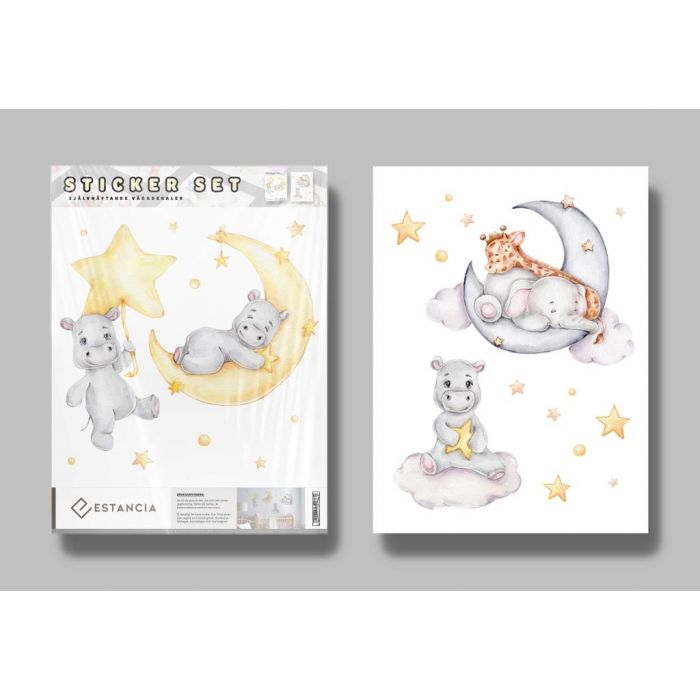 Sett med Wall stickers - Dyr og stjerner