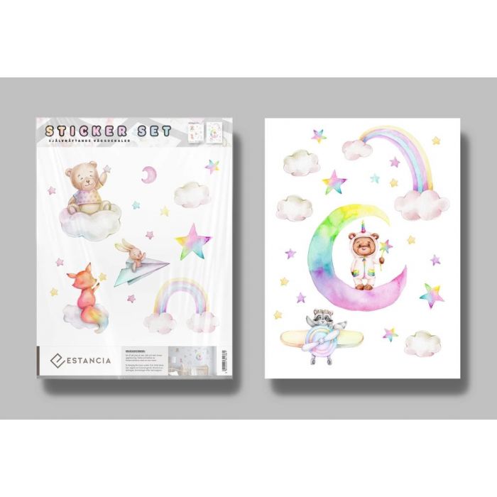 Sett med Wall stickers - Fargeglad måne