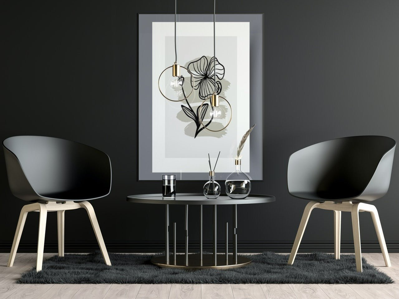 Skandinavisk kunst - grey flower - Plakatbar.no