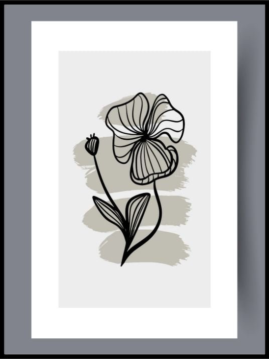 Skandinavisk kunst - grey flower - Plakatbar.no