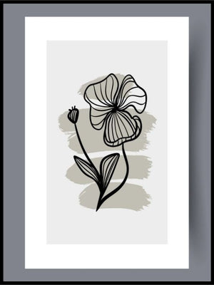 Skandinavisk kunst - grey flower - Plakatbar.no