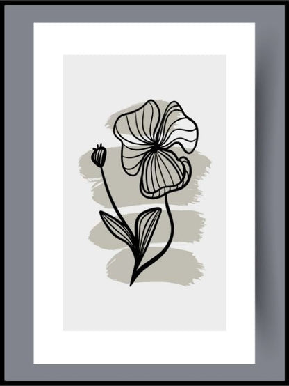Skandinavisk kunst - grey flower - Plakatbar.no