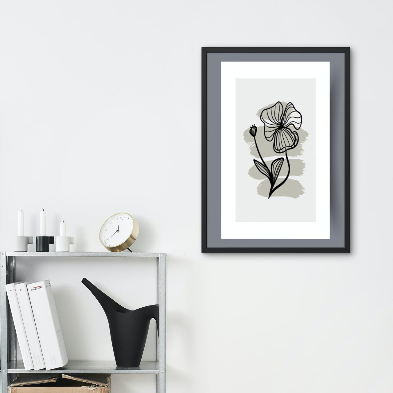 Skandinavisk kunst - grey flower - Plakatbar.no