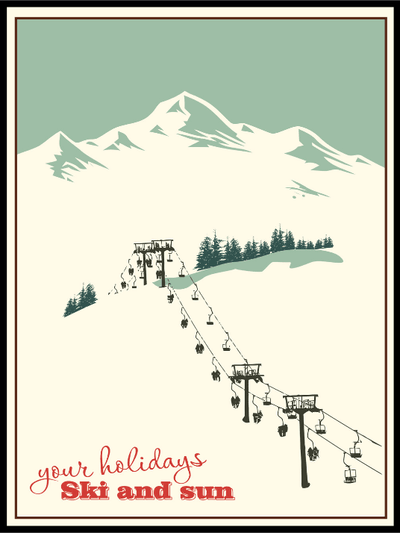 Ski and sun skiplakat - til hytta - Plakatbar.no