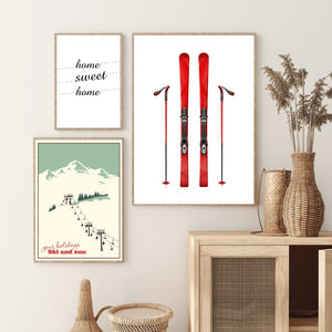 Ski and sun skiplakat - til hytta - Plakatbar.no