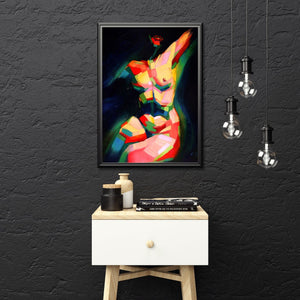 Kubistisk siddende nøgenmodel - Pop Art plakat