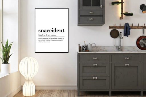 Snaccident - Typografisk plakat til kjøkken - Plakatbar.no