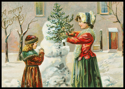 Snømannen - Gammeldags juleplakat - Plakatbar.no