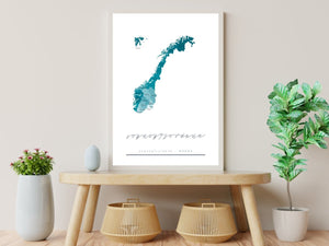 Sogn og Fjordane poster med kart - Plakatbar.no
