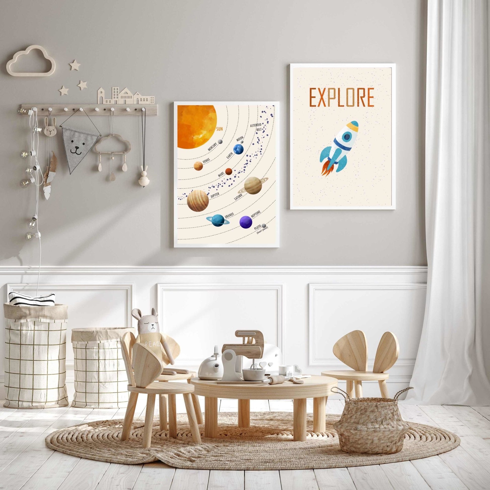 Solsystemet - Lys romplakat til barnerom - Plakatbar.no