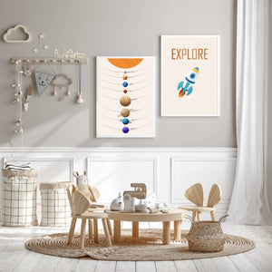 Solsystemet med planeter - Lys Romplakat - Plakatbar.no