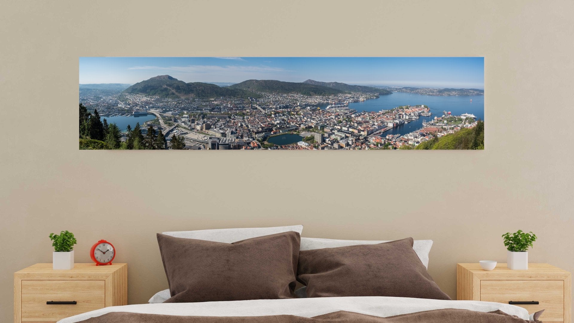 Sommerbilde fra Bergen - panorama lerret - Plakatbar.no