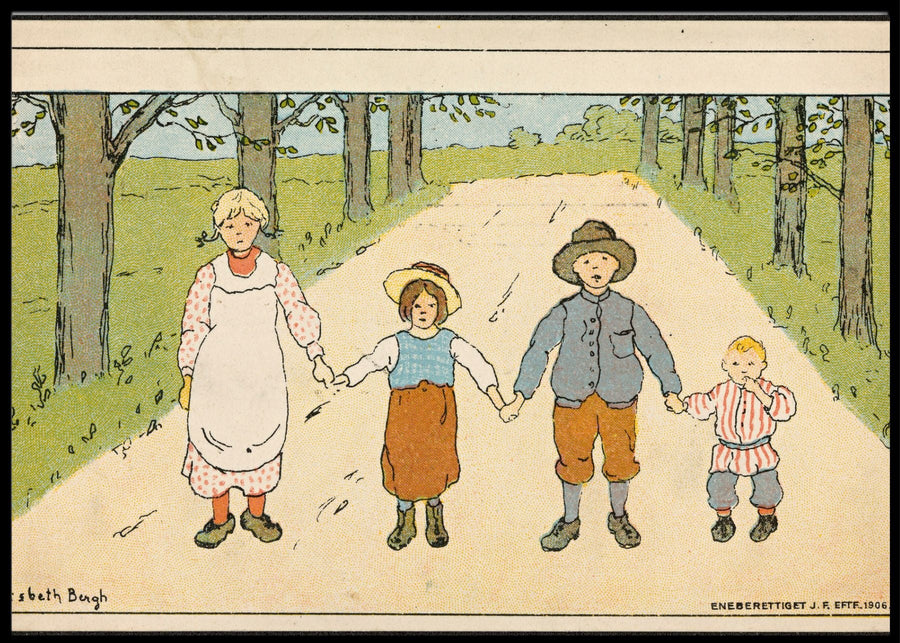 Sommermotiv med fire barn - Lisbeth Berg plakat