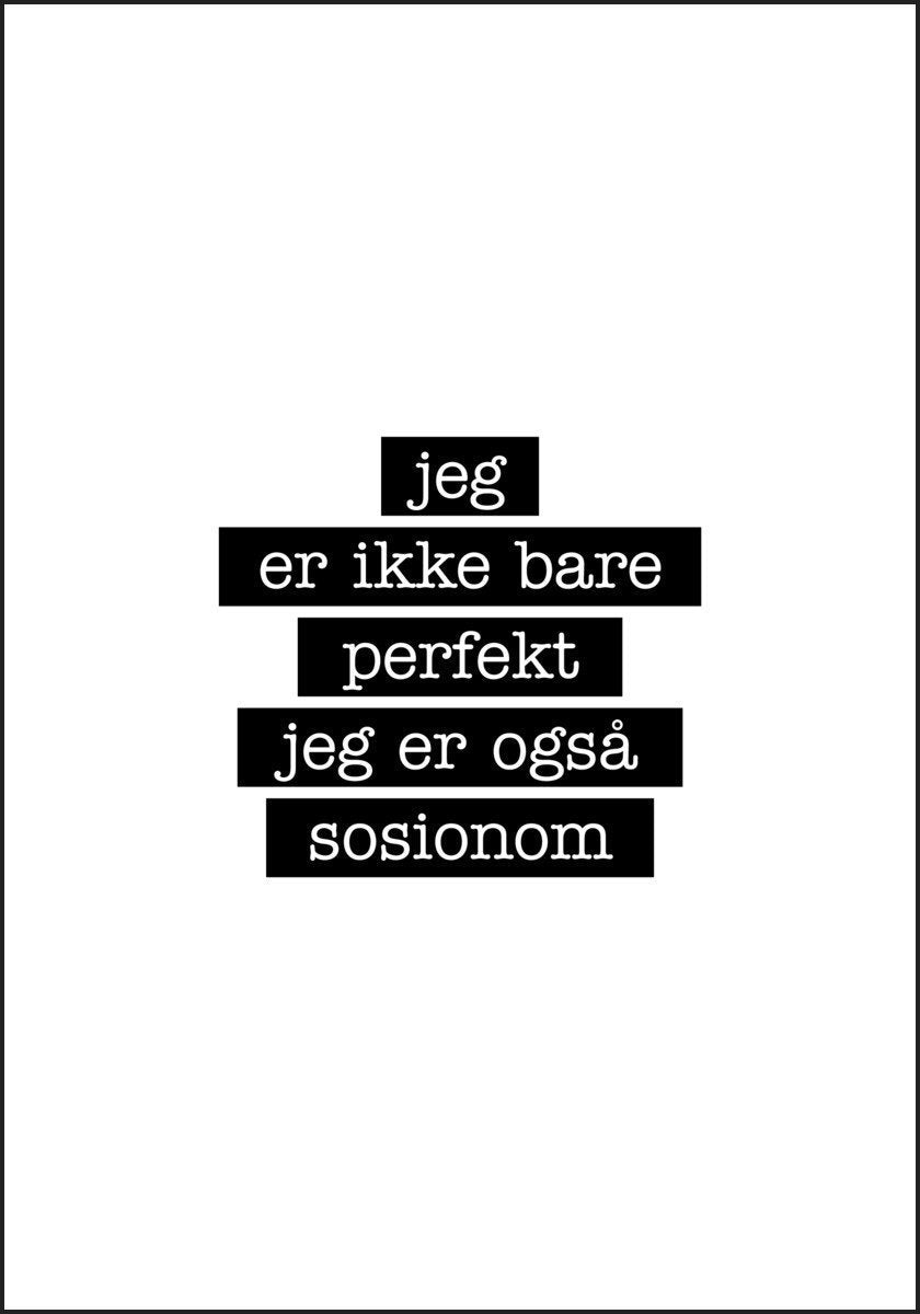 Sosionom - Jeg er ikke bare perfekt Plakat - Plakatbar.no