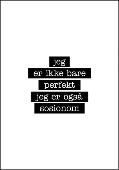 Sosionom - Jeg er ikke bare perfekt Plakat - Plakatbar.no