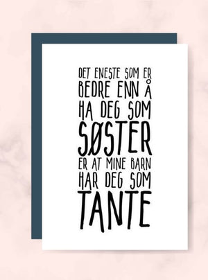 Søster/Tante kort - Plakatbar.no