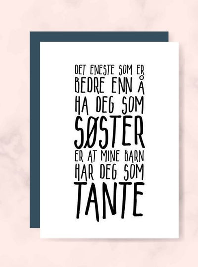 Søster/Tante kort - Plakatbar.no