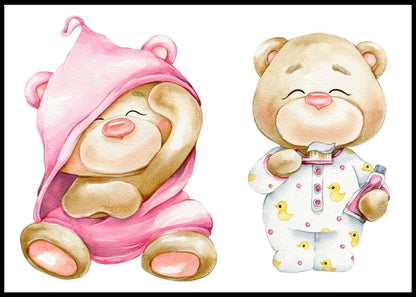 Søte bamser i rosa - plakat - Plakatbar.no