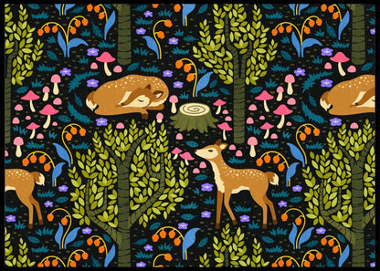 Søte hjorter i skogen - Plakat til barnerommet - Plakatbar.no