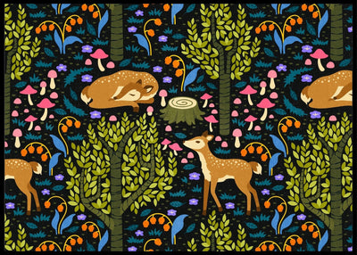 Søte hjorter i skogen - Plakat til barnerommet - Plakatbar.no