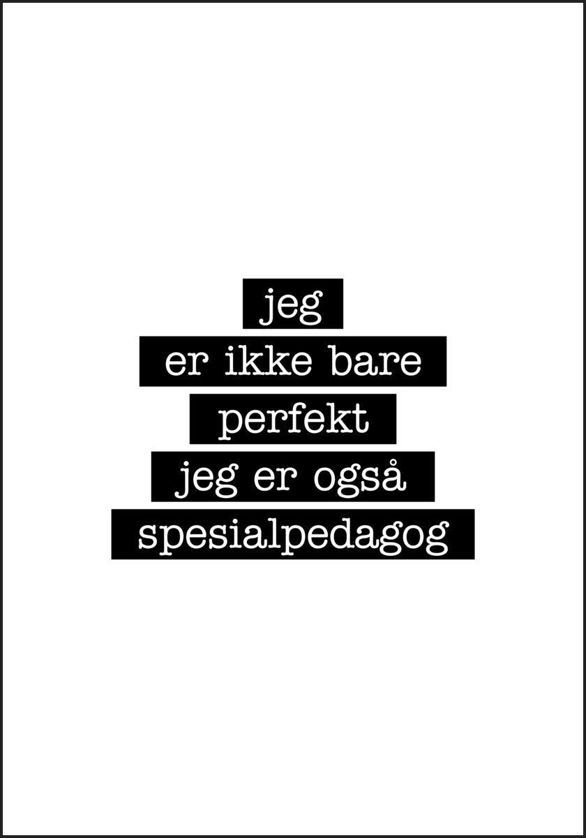 Spesialpedagog - Jeg er ikke bare perfekt Plakat - Plakatbar.no