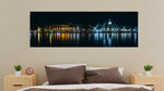Stavanger cityscape with lights water reflection - panorama lerret - Plakatbar.no