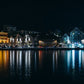 Stavanger cityscape with lights water reflection - panorama lerret - Plakatbar.no