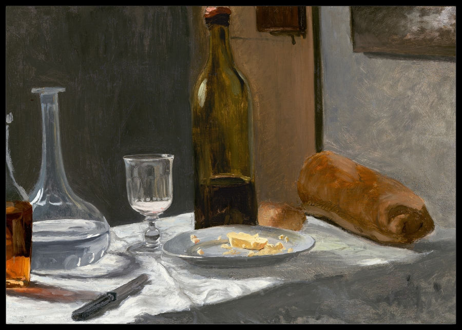 Still Life with Bottle, Carafe, Bread and Wine, Claude Monet - Poster